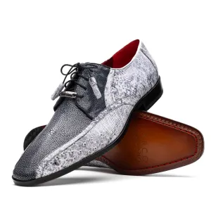 Marco Di Milano Lucca in Newspaper Ostrich & Stingray Derby Dress Shoes