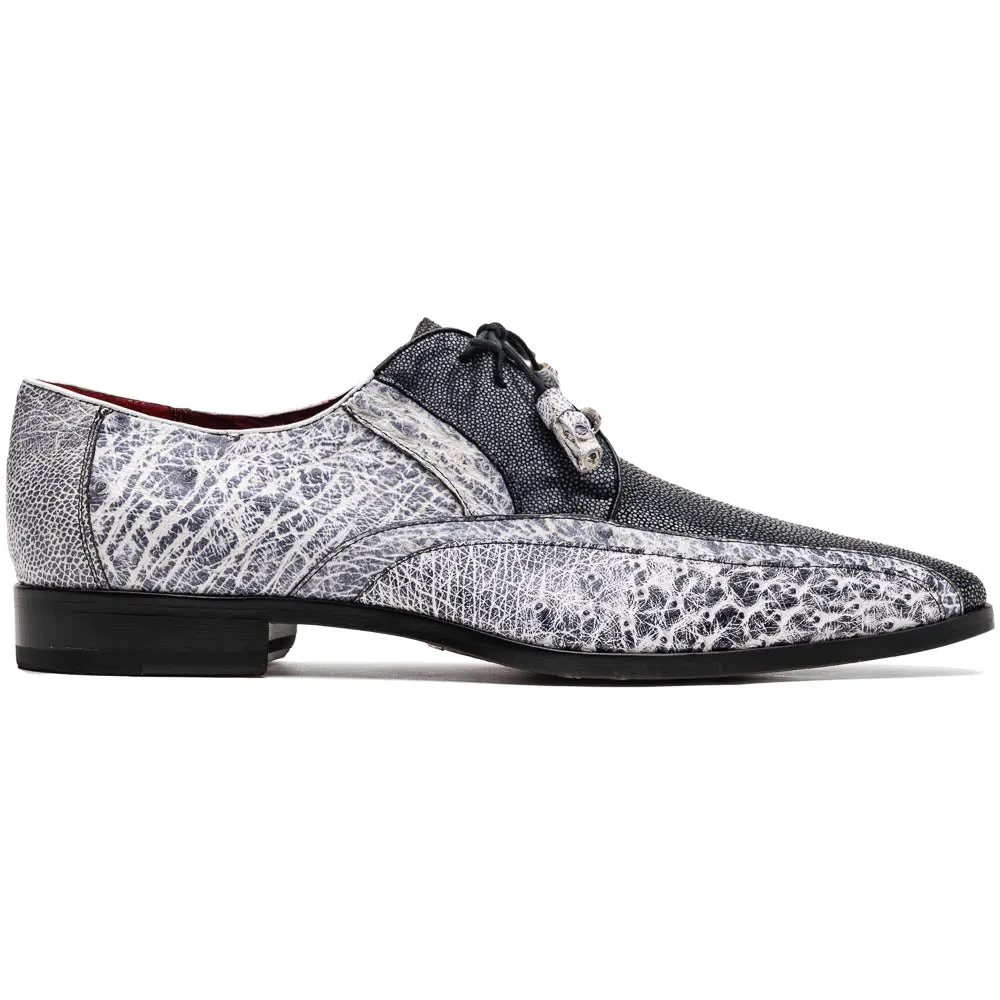 Marco Di Milano Lucca in Newspaper Ostrich & Stingray Derby Dress Shoes