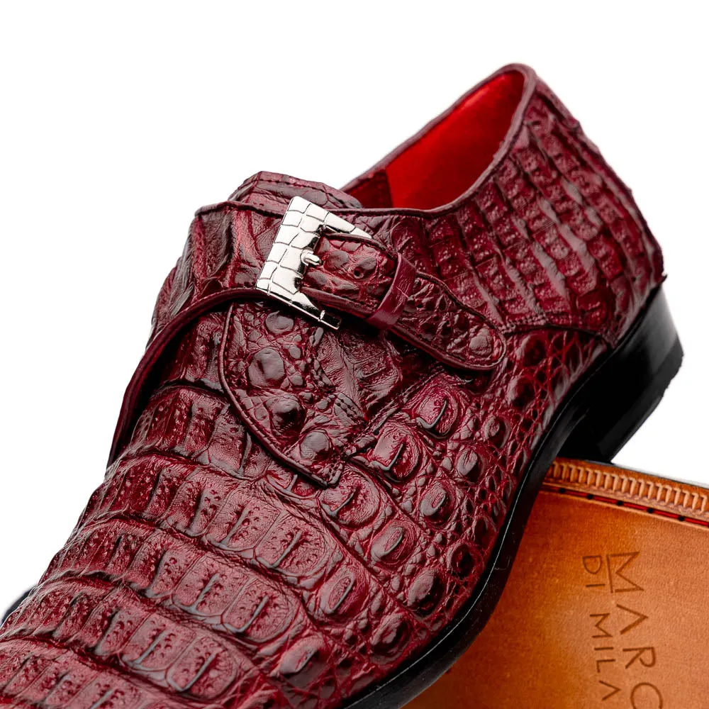 Marco Di Milano Luigi in Wine Caiman Crocodile Monkstrap Shoes