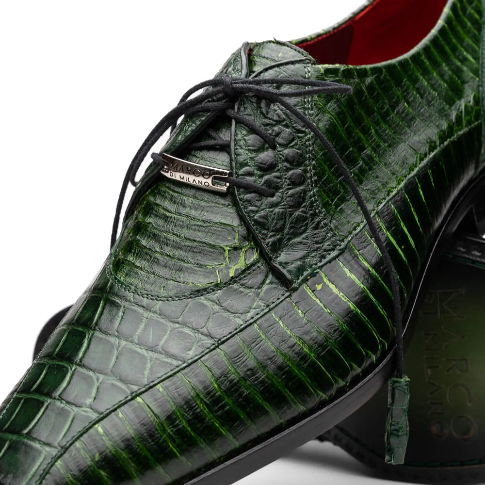 Marco Di Milano Moncalieri in Green Alligator & Cobra Derby Shoes