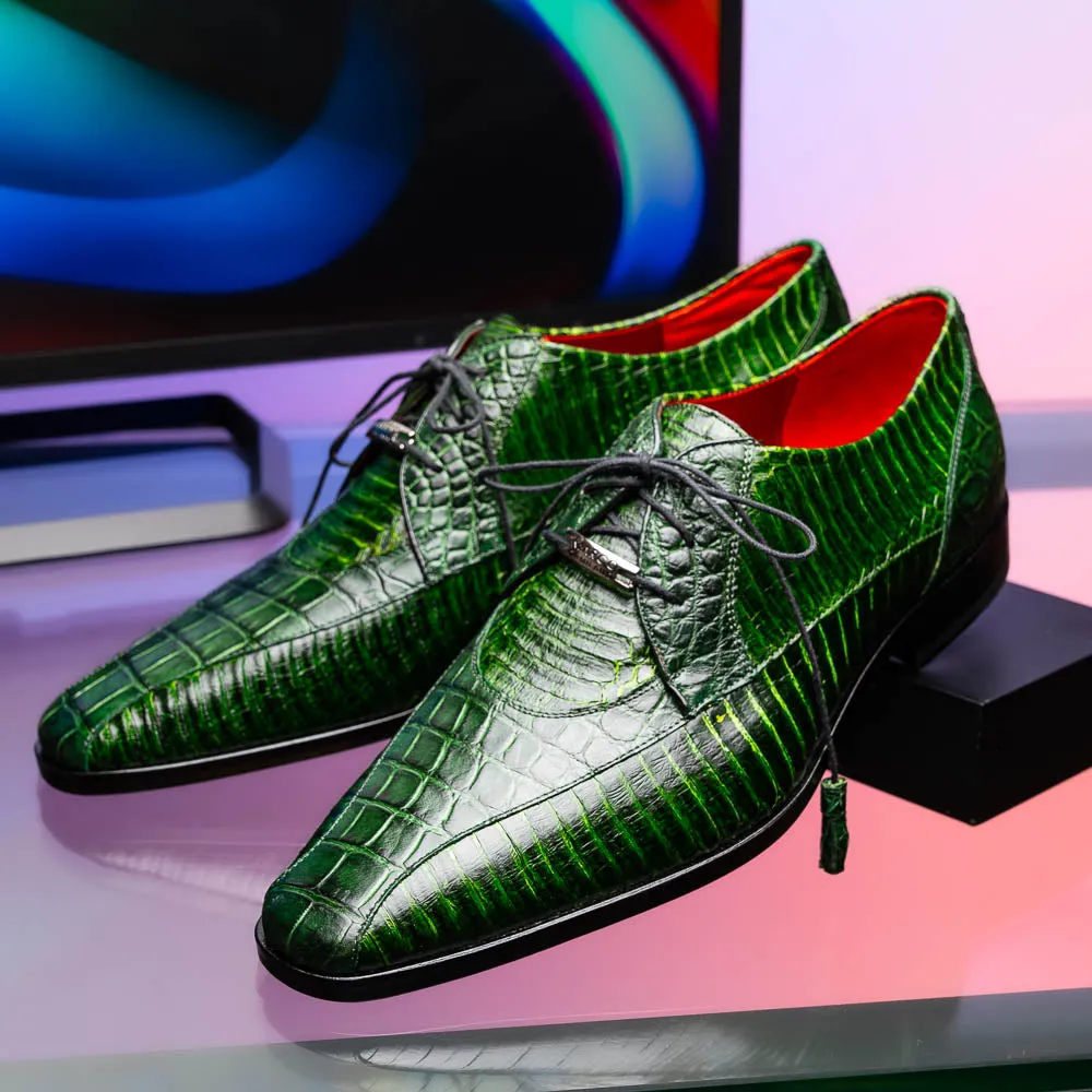 Marco Di Milano Moncalieri in Green Alligator & Cobra Derby Shoes