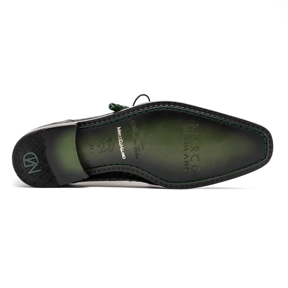 Marco Di Milano Moncalieri in Green Alligator & Cobra Derby Shoes
