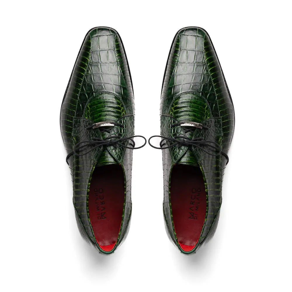 Marco Di Milano Moncalieri in Green Alligator & Cobra Derby Shoes