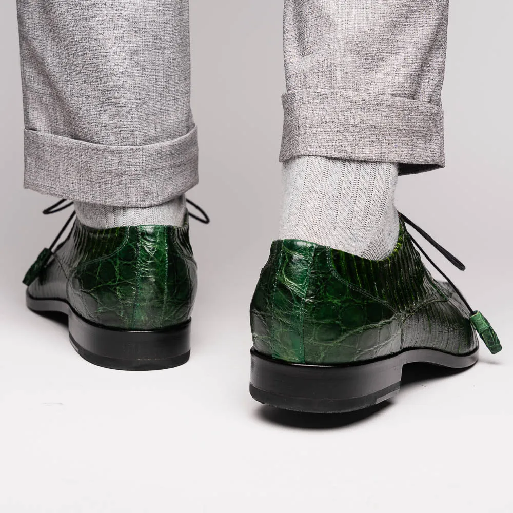 Marco Di Milano Moncalieri in Green Alligator & Cobra Derby Shoes
