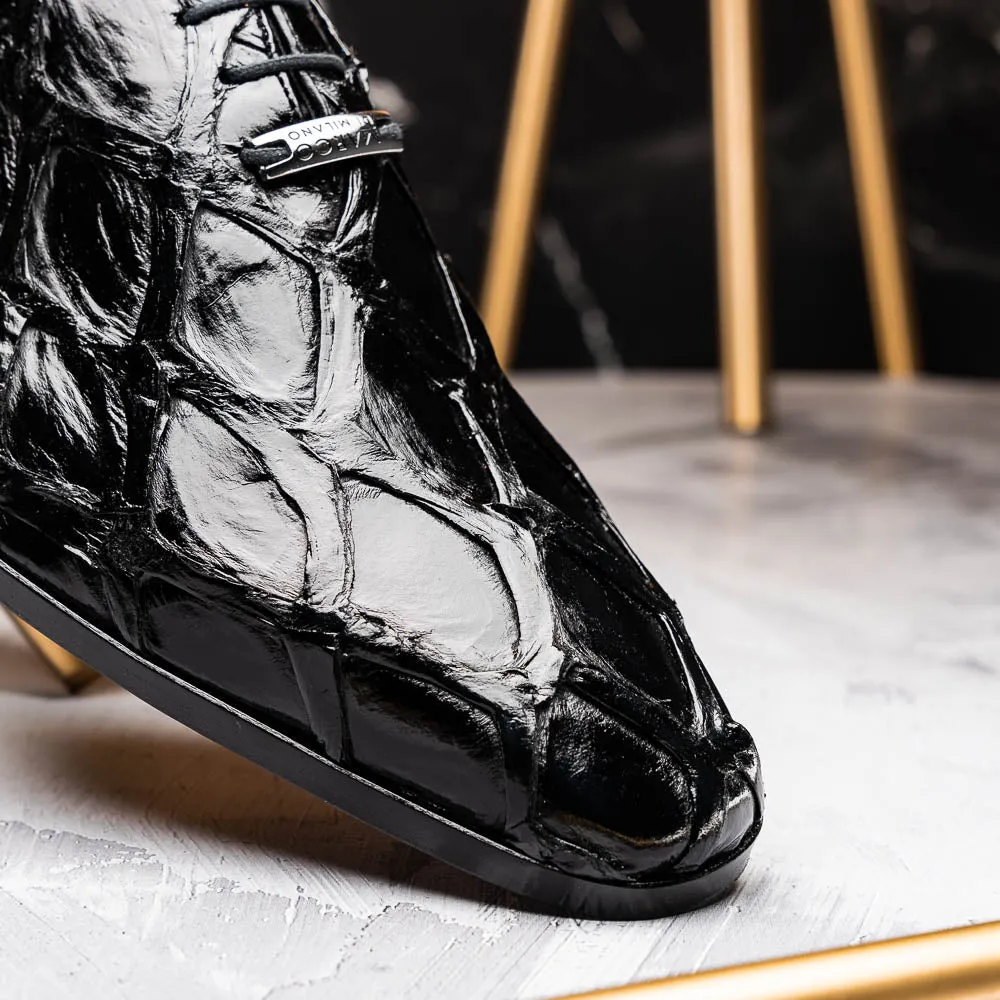 Marco Di Milano Olivieri in Black Pirarucu Oxford Dress Shoes