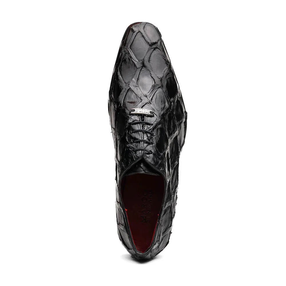 Marco Di Milano Olivieri in Black Pirarucu Oxford Dress Shoes