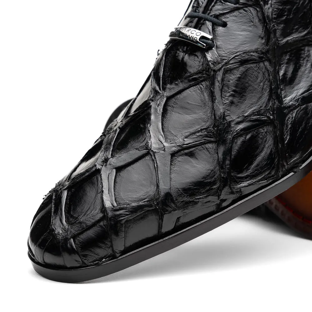 Marco Di Milano Olivieri in Black Pirarucu Oxford Dress Shoes