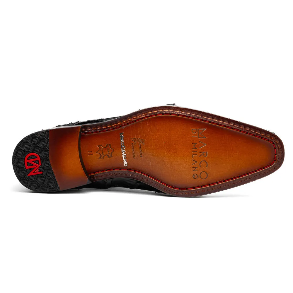 Marco Di Milano Olivieri in Black Pirarucu Oxford Dress Shoes