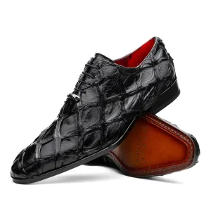 Marco Di Milano Olivieri in Black Pirarucu Oxford Dress Shoes