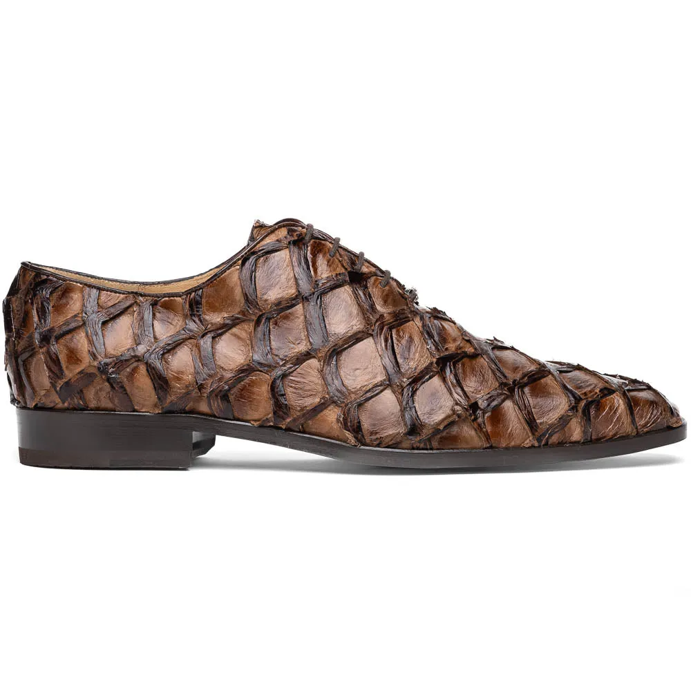 Marco Di Milano Olivieri in Clear Brown Pirarucu Oxford Dress Shoes