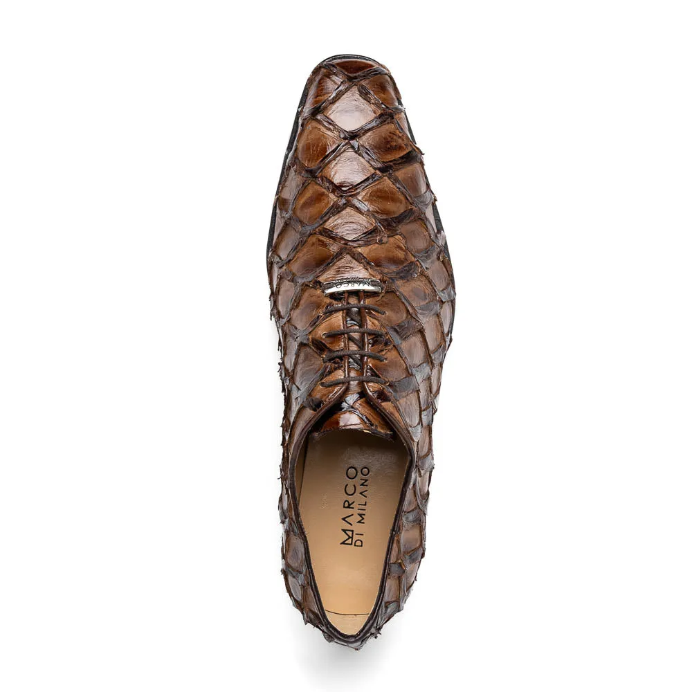 Marco Di Milano Olivieri in Clear Brown Pirarucu Oxford Dress Shoes