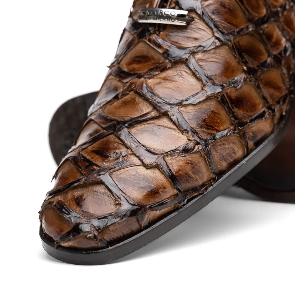 Marco Di Milano Olivieri in Clear Brown Pirarucu Oxford Dress Shoes