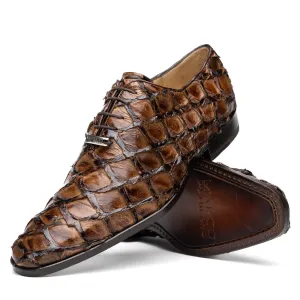 Marco Di Milano Olivieri in Clear Brown Pirarucu Oxford Dress Shoes