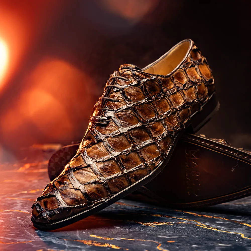 Marco Di Milano Olivieri in Clear Brown Pirarucu Oxford Dress Shoes