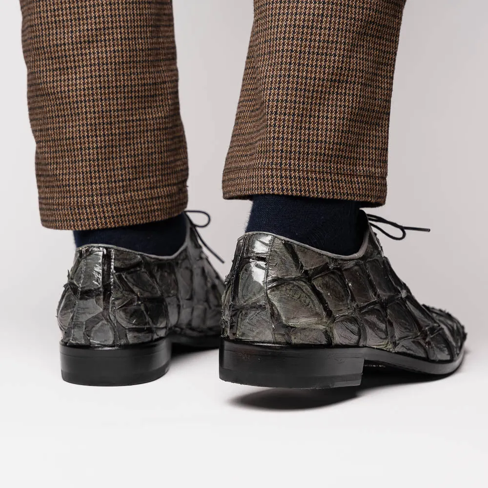 Marco Di Milano Olivieri in Grey Pirarucu Oxford Dress Shoes