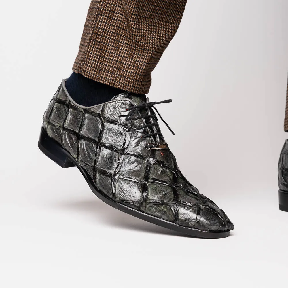 Marco Di Milano Olivieri in Grey Pirarucu Oxford Dress Shoes