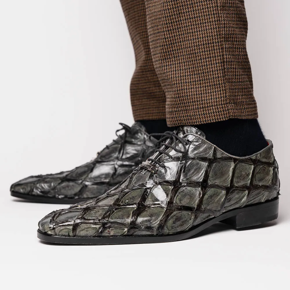 Marco Di Milano Olivieri in Grey Pirarucu Oxford Dress Shoes
