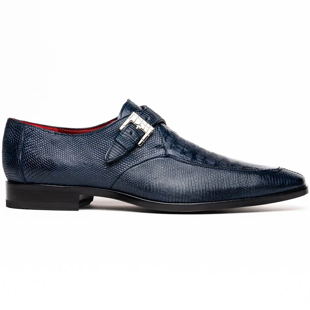 Marco Di Milano Toluca in Navy Crocodile & Lizard Monk Strap Dress Shoes