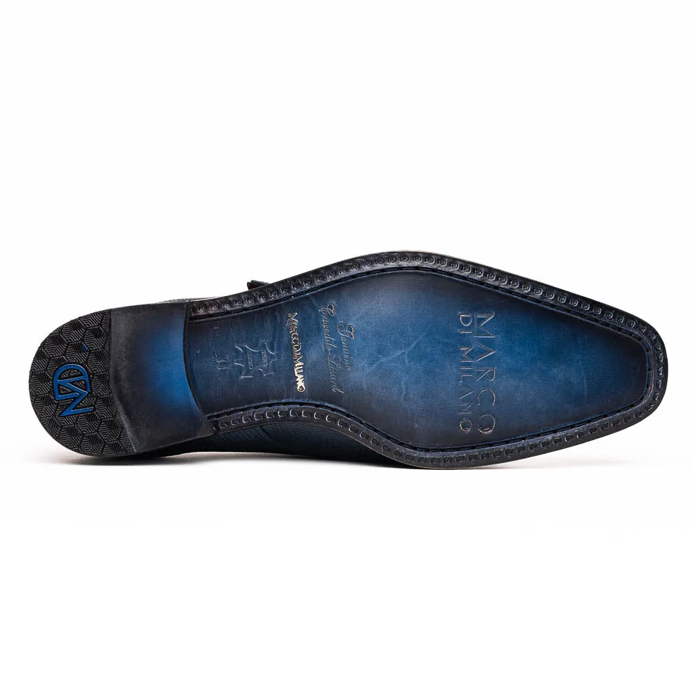 Marco Di Milano Toluca in Navy Crocodile & Lizard Monk Strap Dress Shoes