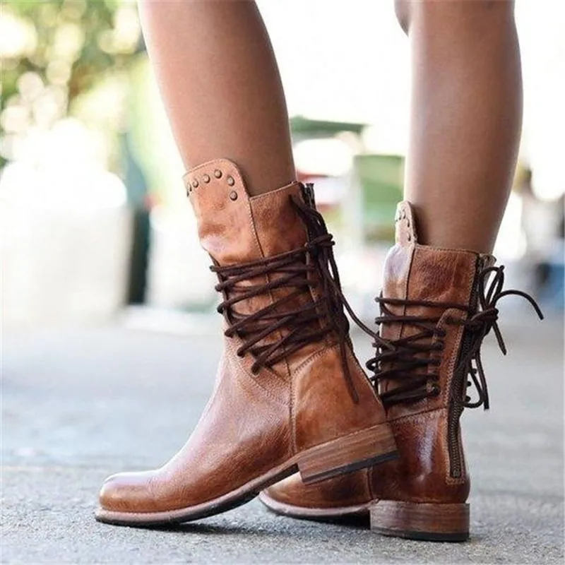 Maura | Leather Boots with Lacing