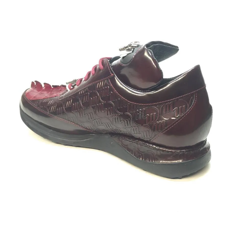 Mauri 8514 Ruby Red Crocodile Tail/Calf Lace Up Sneakers