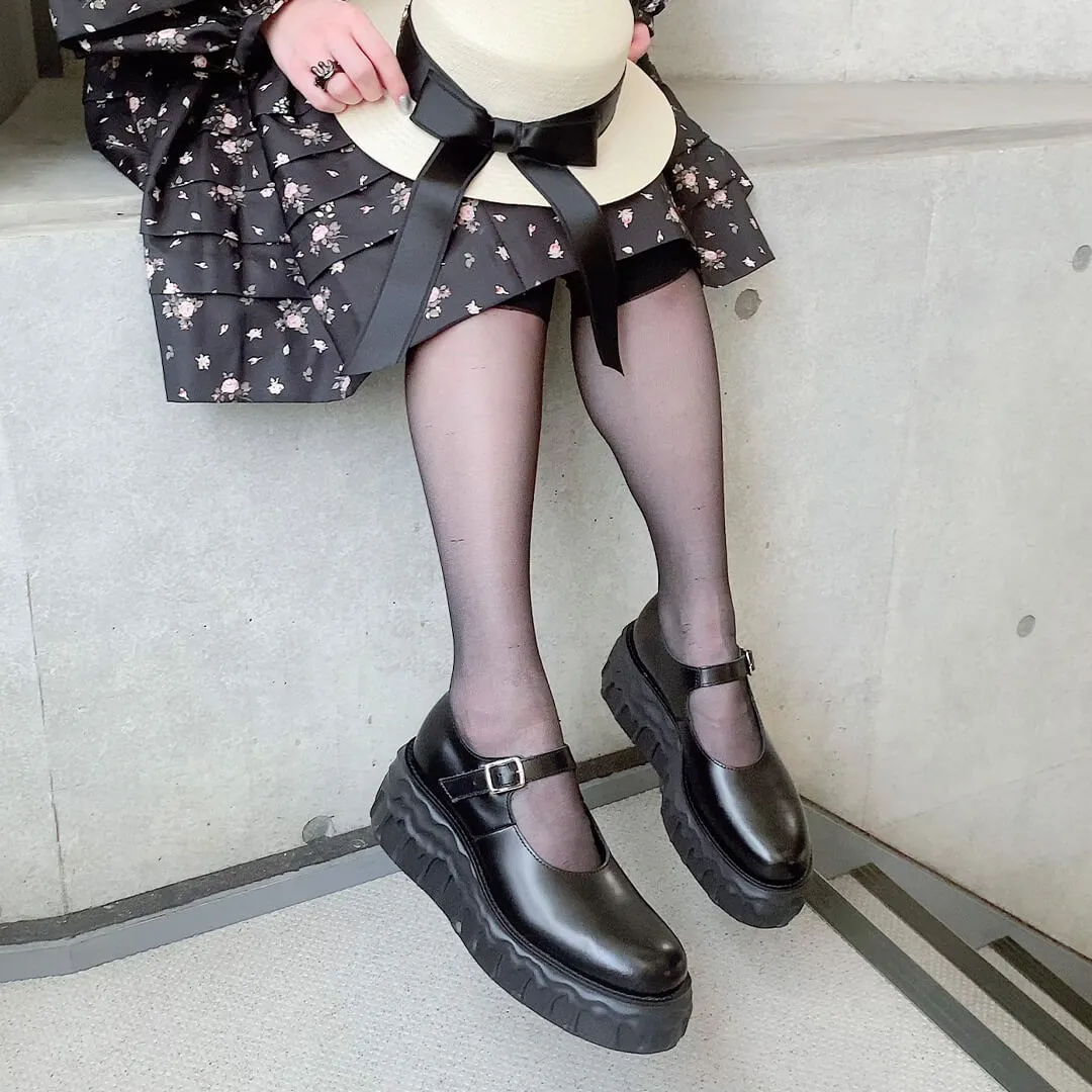 Melting Chocolate Leather Mary Jane (Black)【Japan Jewelry】