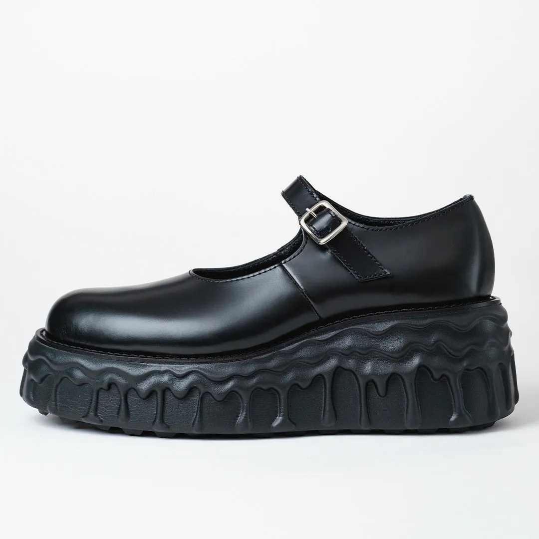 Melting Chocolate Leather Mary Jane (Black)【Japan Jewelry】