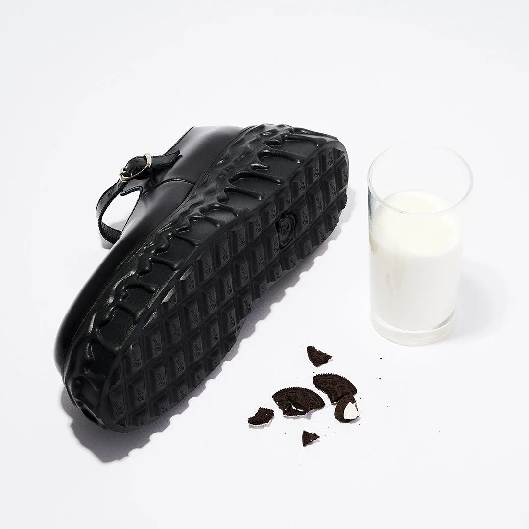 Melting Chocolate Leather Mary Jane (Black)【Japan Jewelry】