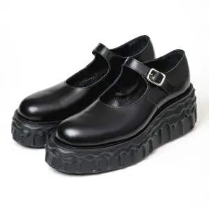 Melting Chocolate Leather Mary Jane (Black)【Japan Jewelry】