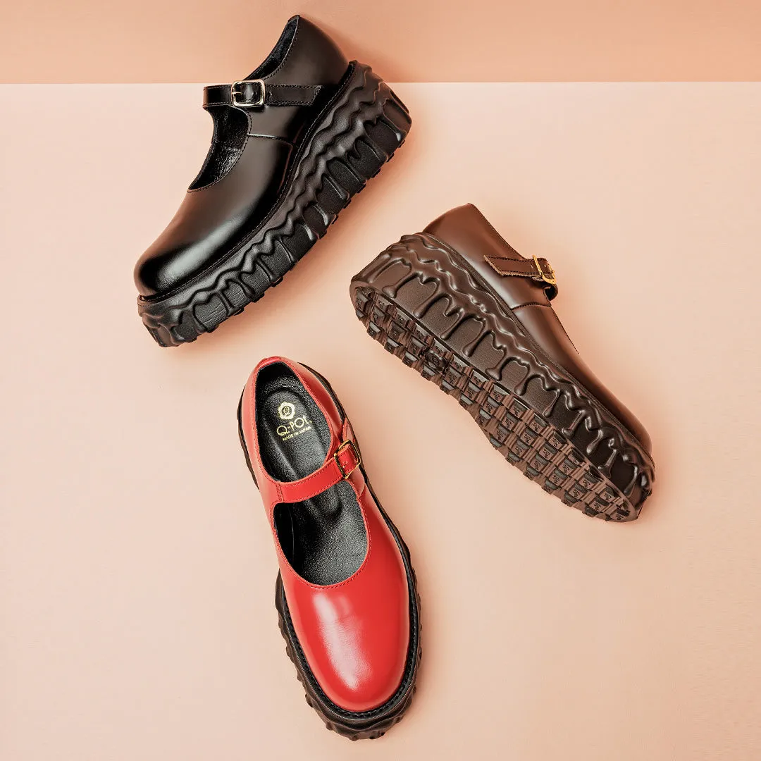 Melting Chocolate Leather Mary Jane (Black)【Japan Jewelry】