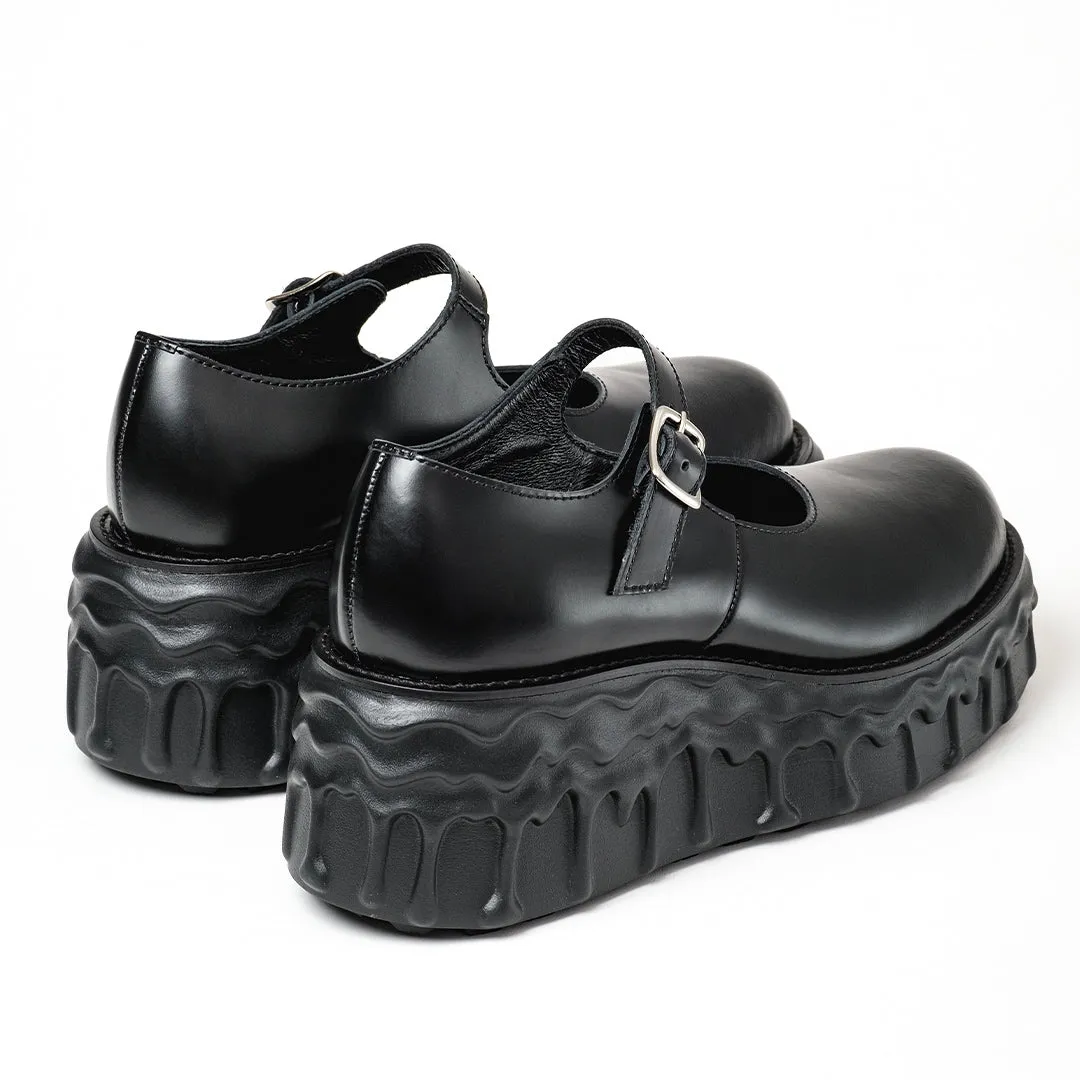 Melting Chocolate Leather Mary Jane (Black)【Japan Jewelry】