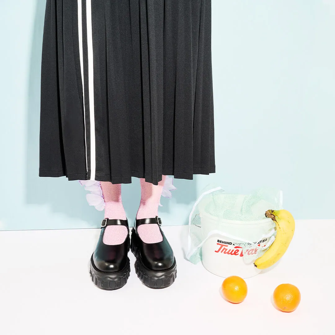 Melting Chocolate Leather Mary Jane (Black)【Japan Jewelry】