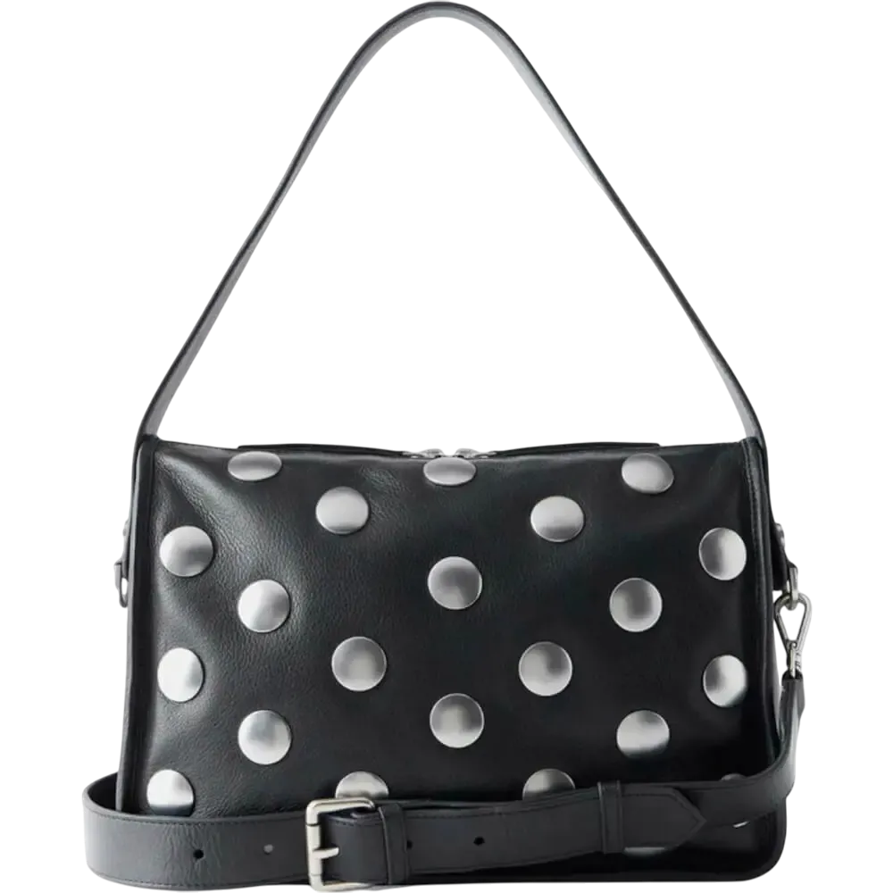 Mint Velvet Black Leather Studded Bag