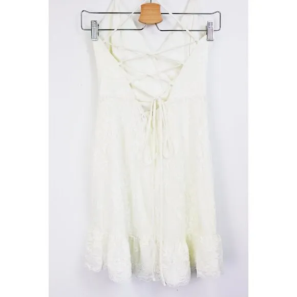 NBD Marilyn Embroidered Floral Lace Up Mini Dress