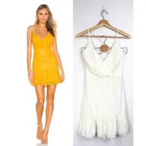 NBD Marilyn Embroidered Floral Lace Up Mini Dress