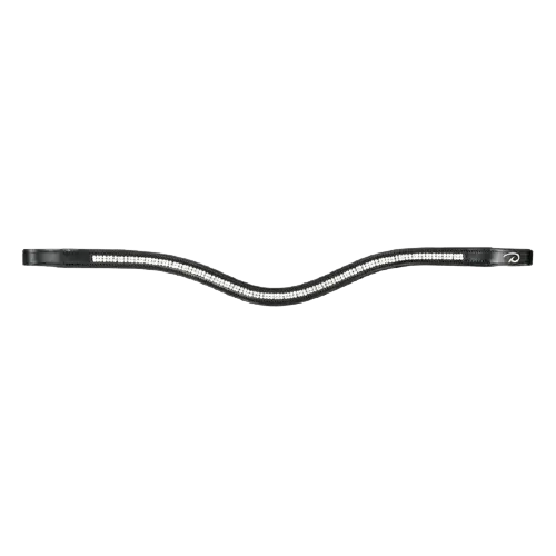 New English Double White Swarovski V Browband - Black