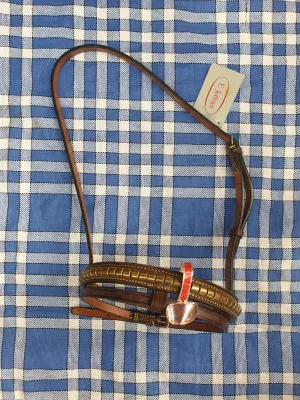 NEW Jefferies pony nose band, brown leather and brass FREE POSTAGE *