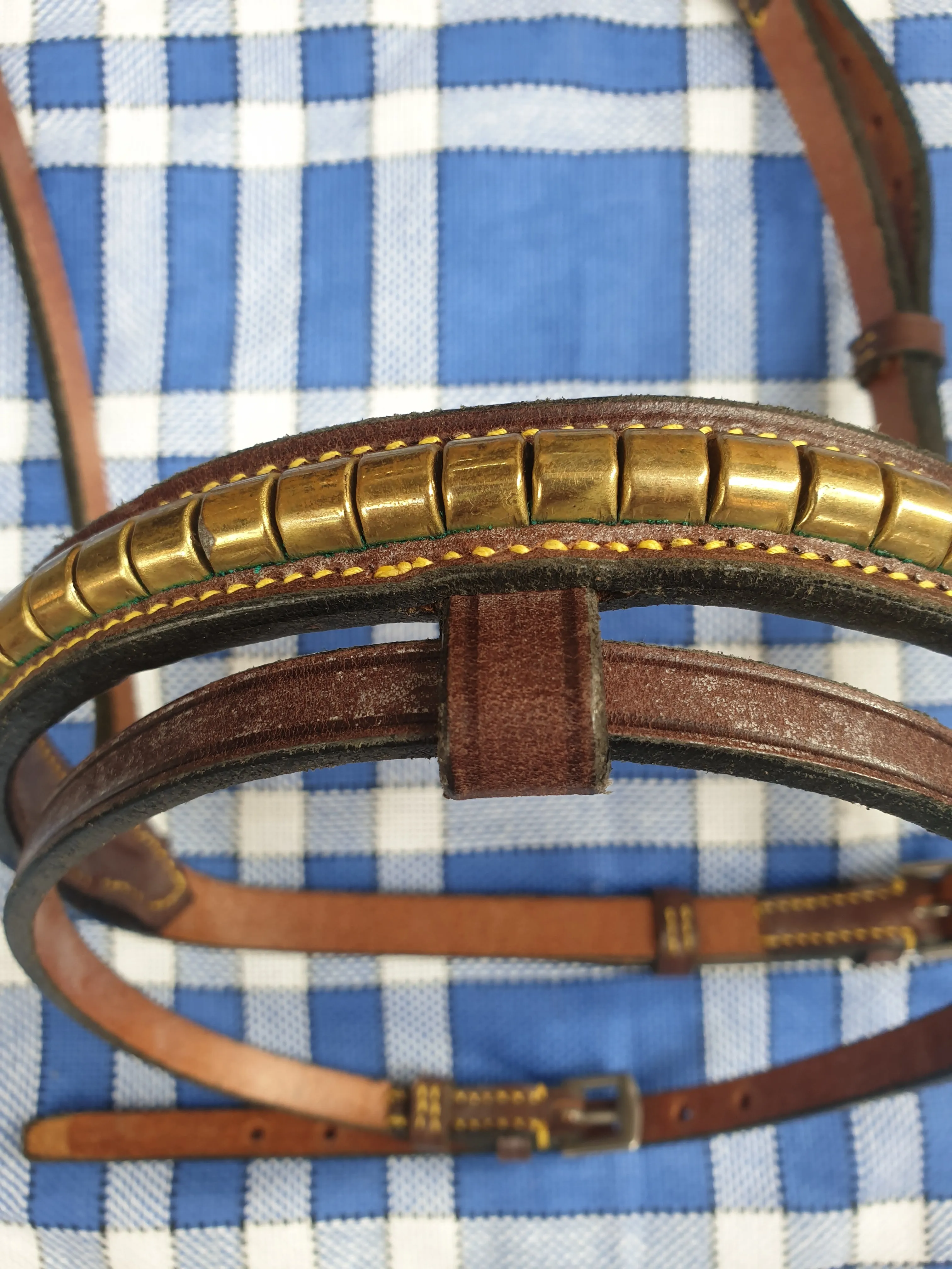 NEW Jefferies pony nose band, brown leather and brass FREE POSTAGE *