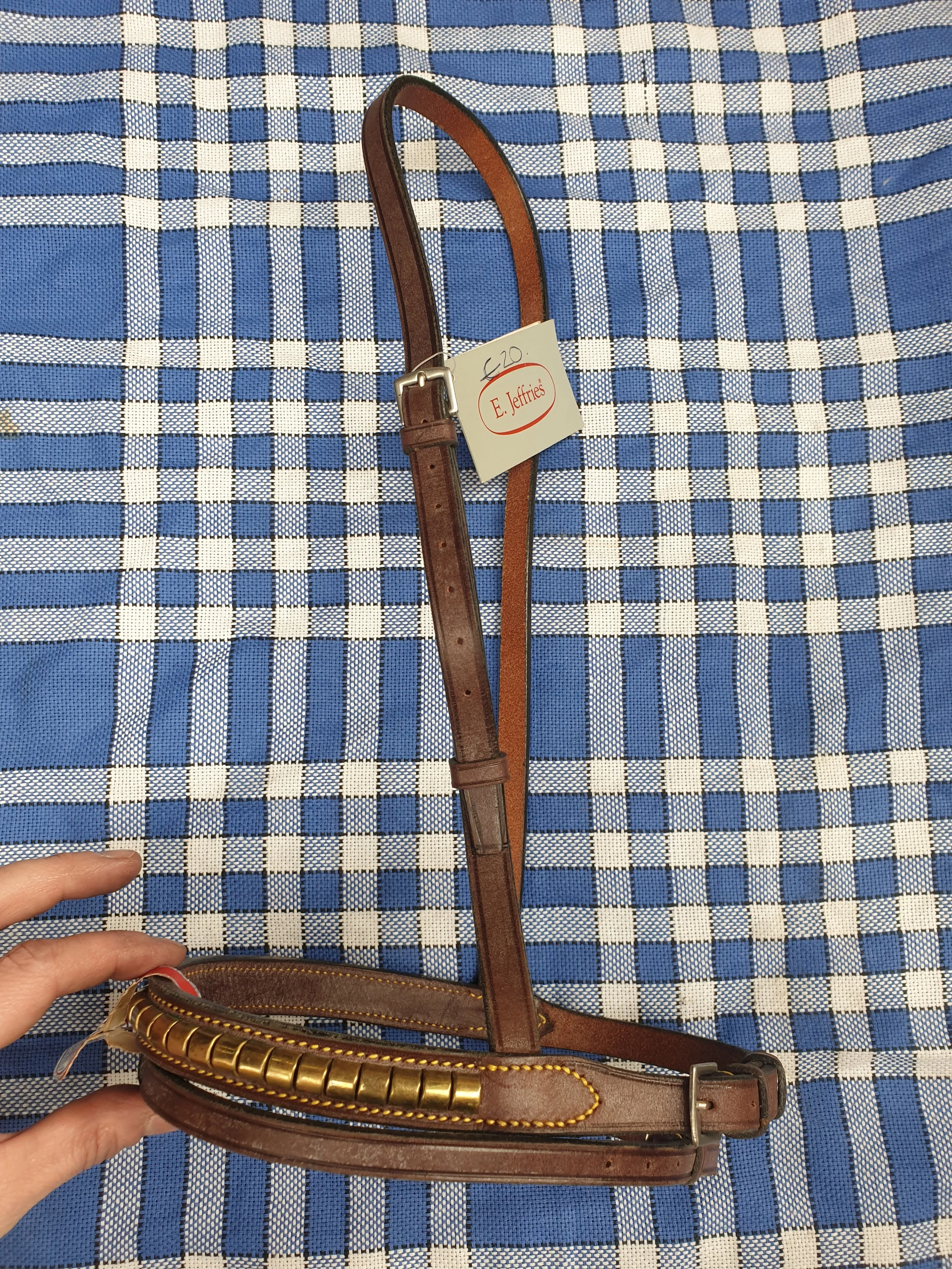NEW Jefferies pony nose band, brown leather and brass FREE POSTAGE *