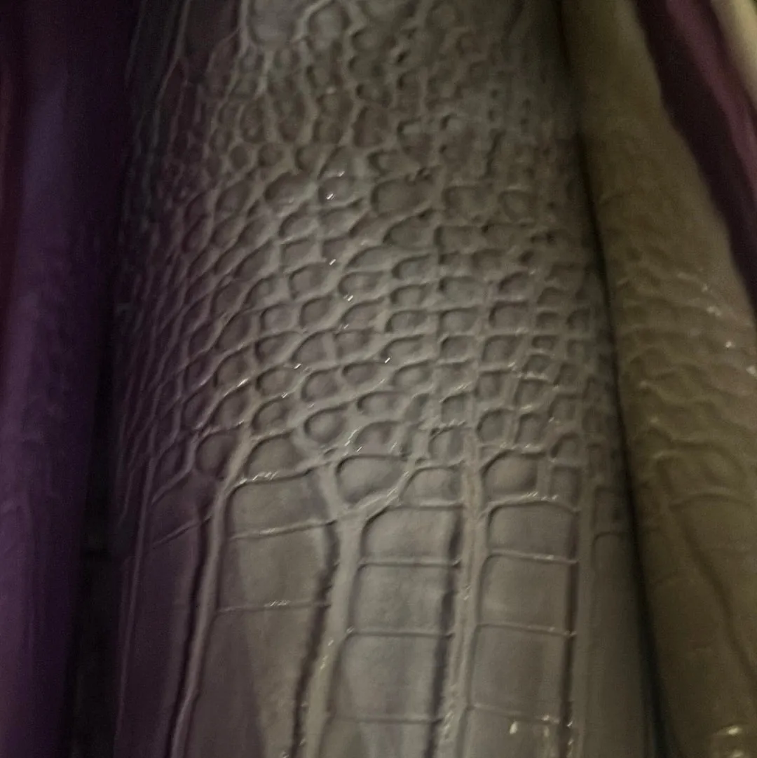 Patent Crocodile Faux Leather - Large Pattern - Grey