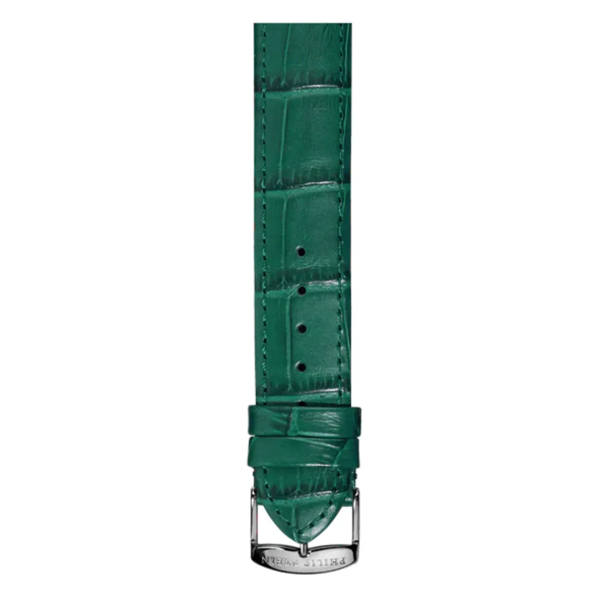 PHILIP STEIN Signature Green Stitched Croco-print Strap Size 2