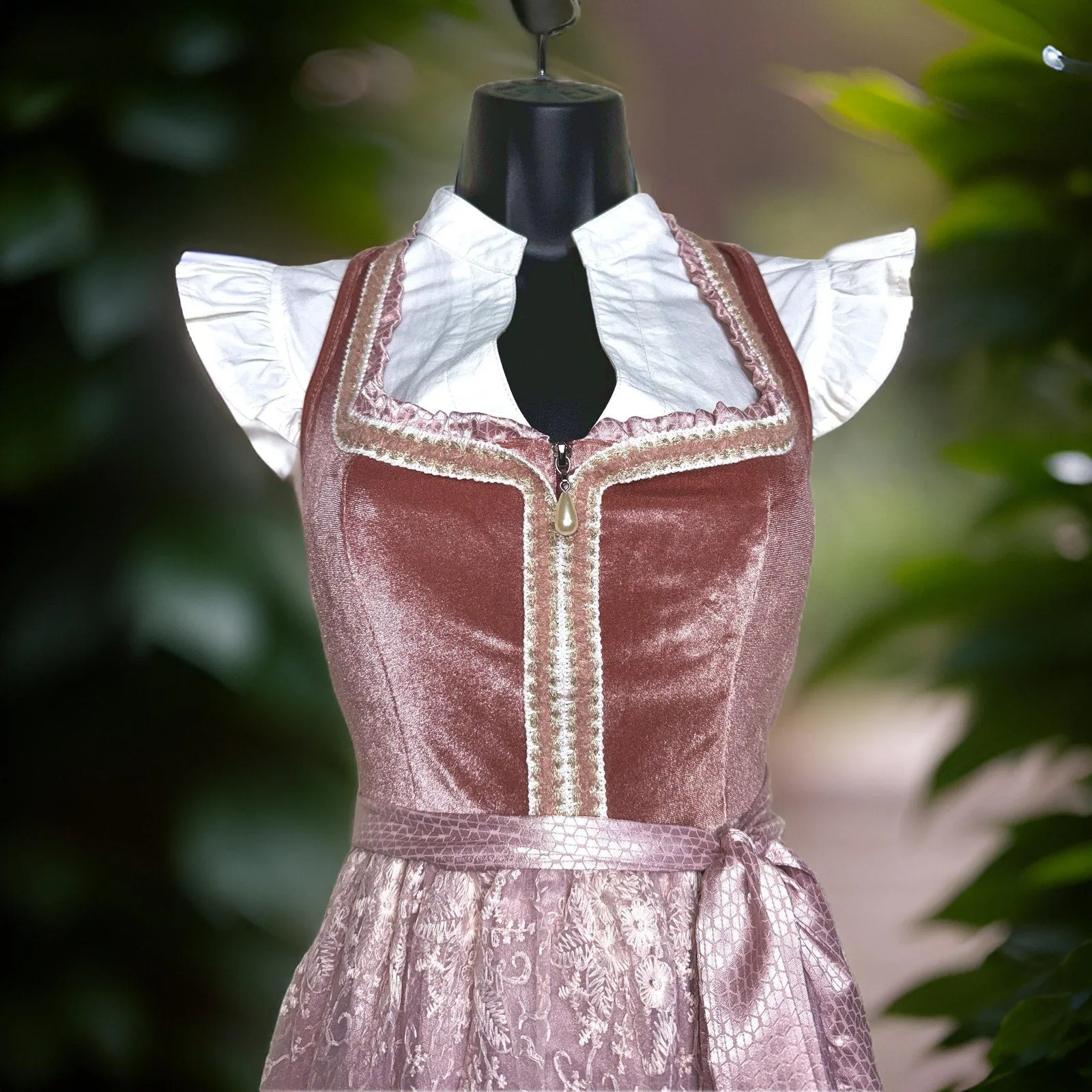 Pink Velvet Midi Dirndl Dress Ariane