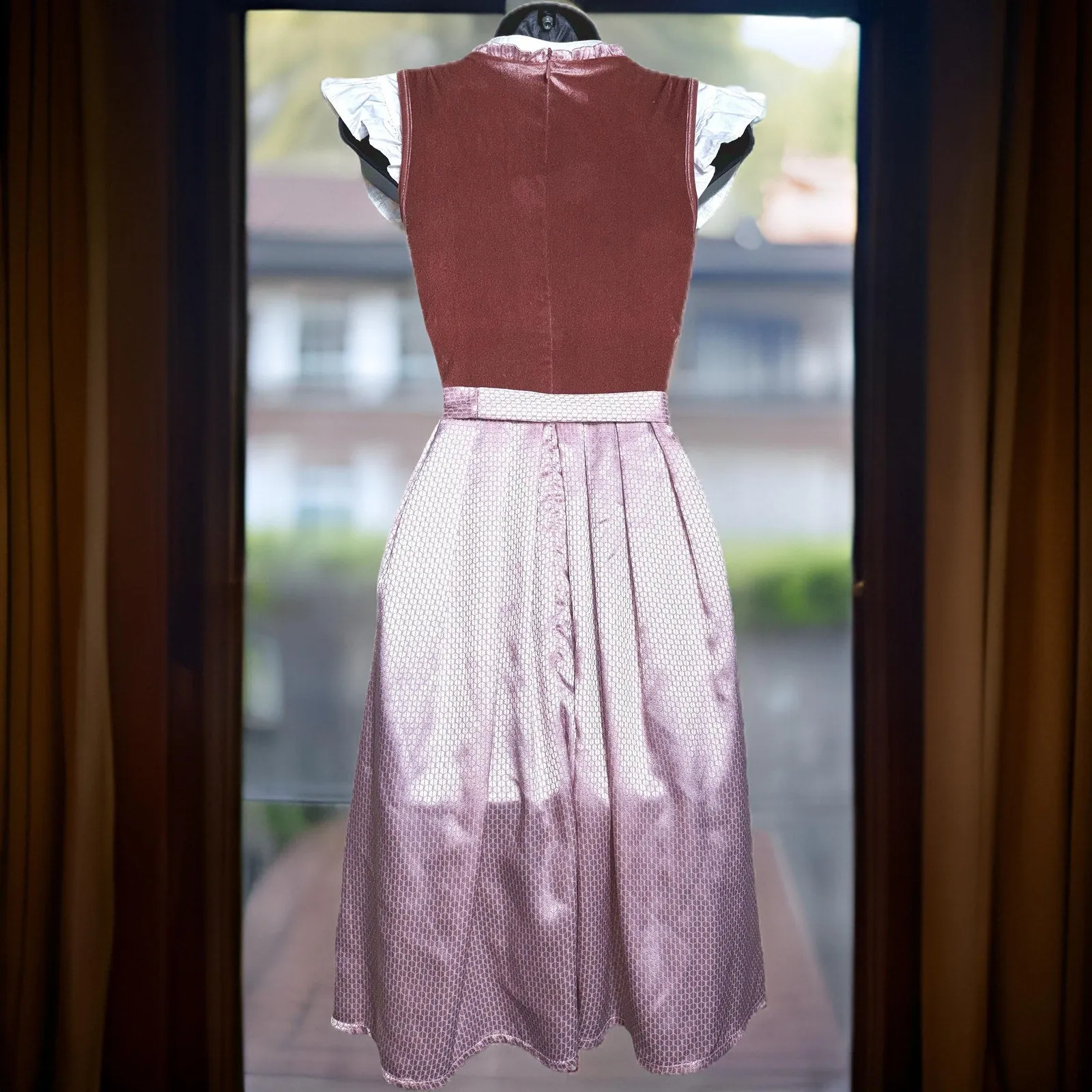 Pink Velvet Midi Dirndl Dress Ariane