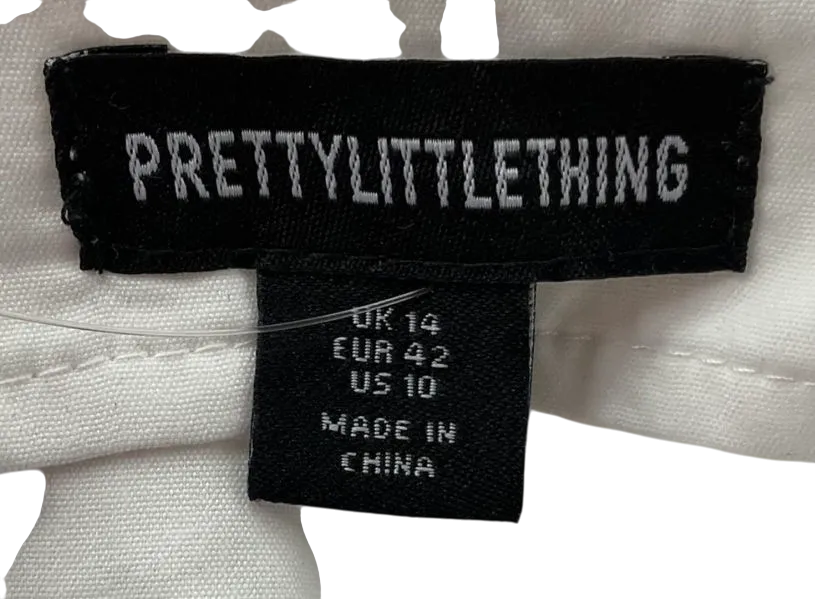 PrettyLittleThing White Mini Lace Up Corset Dress UK 14