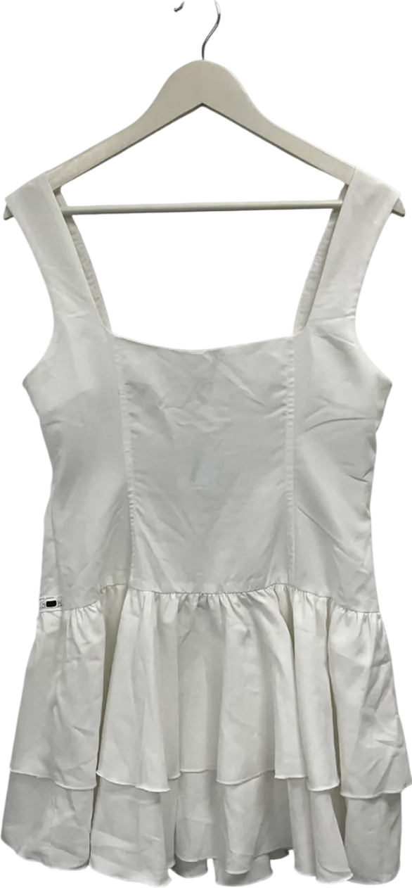 PrettyLittleThing White Mini Lace Up Corset Dress UK 14
