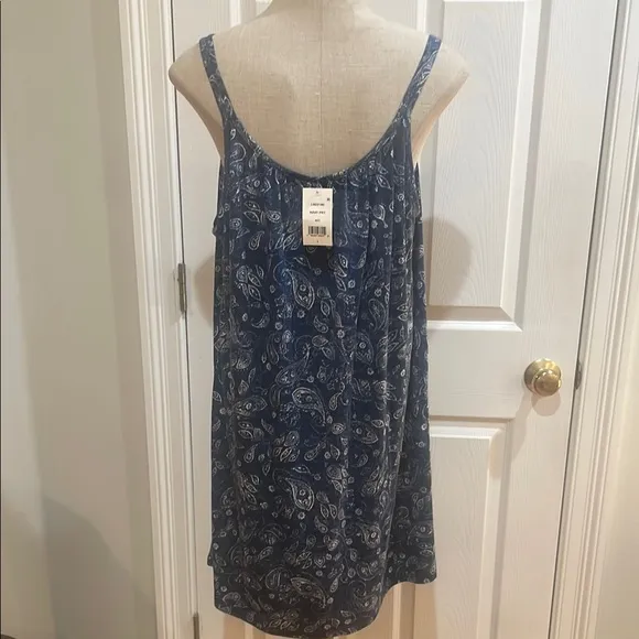 Ralph Lauren Blue Paisley spaghetti strap cotton blend summer dress  women’s L