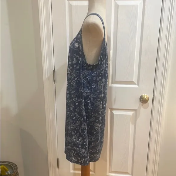 Ralph Lauren Blue Paisley spaghetti strap cotton blend summer dress  women’s L