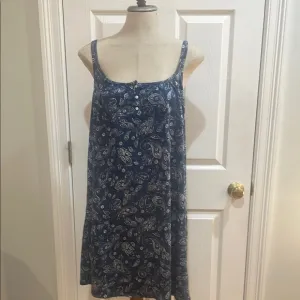 Ralph Lauren Blue Paisley spaghetti strap cotton blend summer dress  women’s L
