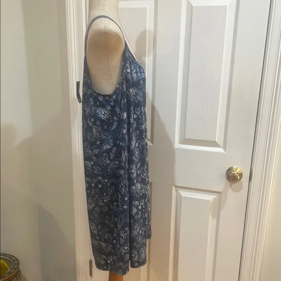 Ralph Lauren Blue Paisley spaghetti strap cotton blend summer dress  women’s L