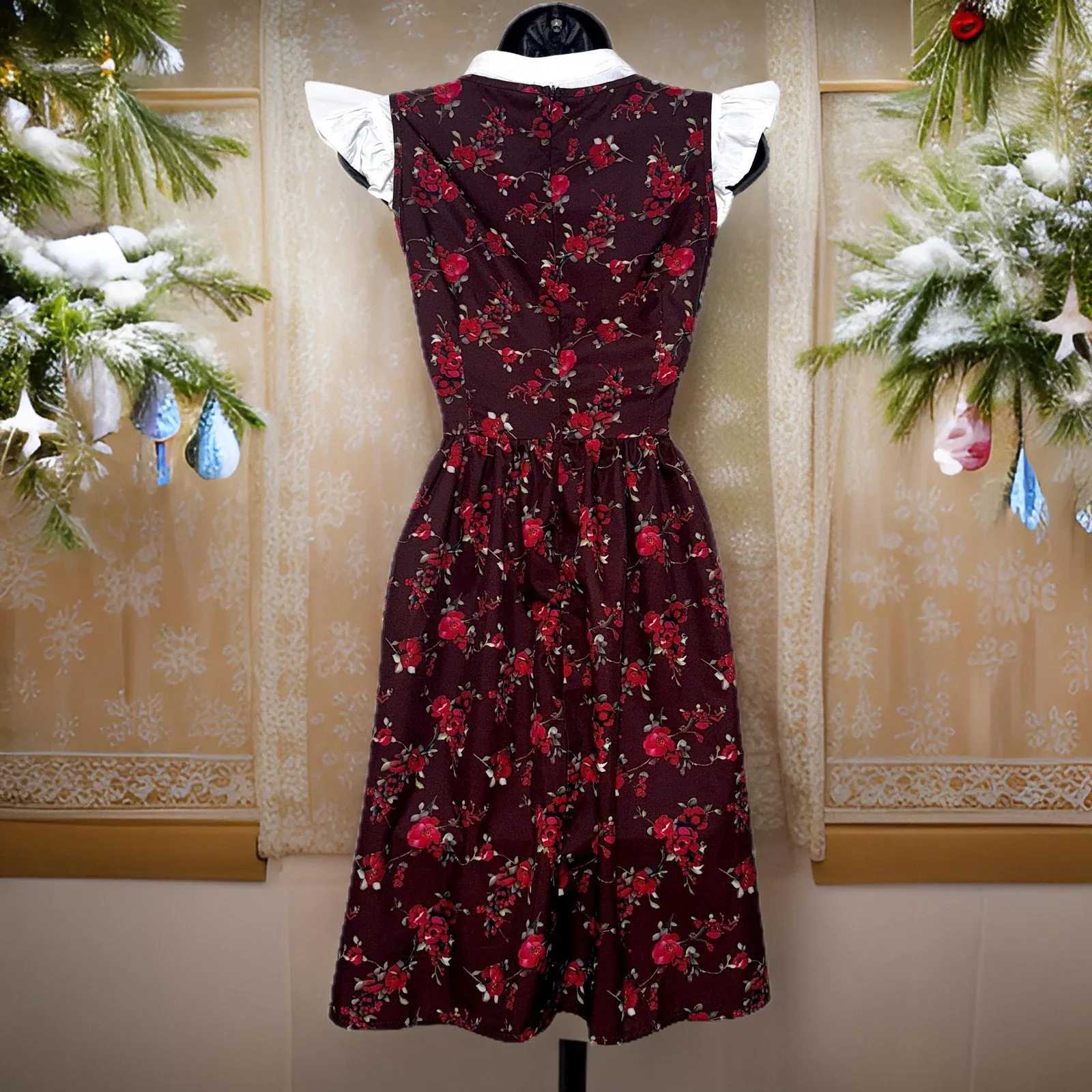 Red Floral Dirndl Dress Greta